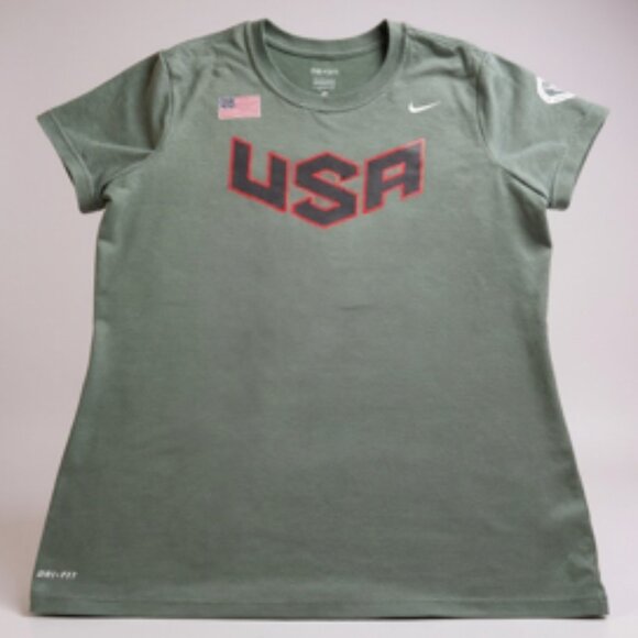 Nike Dri-FIT USA Graphic T-Shirt Women’s Green Size Large - Picture 1 of 8